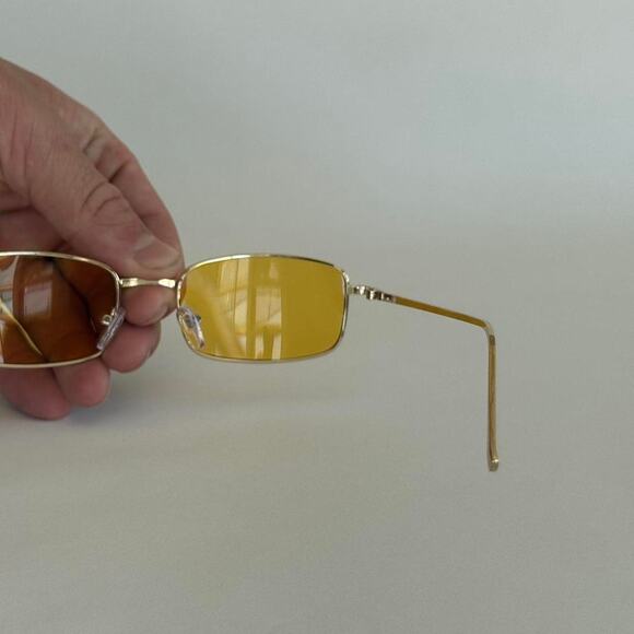 Y2K Retro Square Sunglasses – Small Frame Yellow Lenses, Unisex, UVA UVB, New - Picture 6 of 8